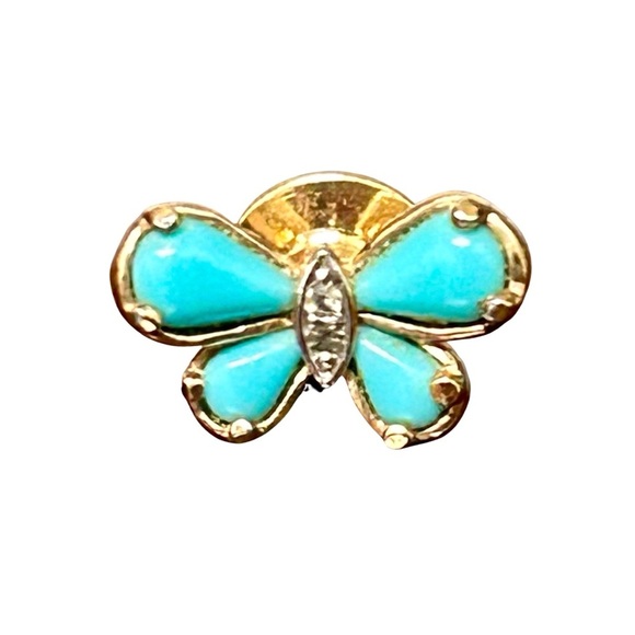 Gold and Turquoise Butterfly Pin - Picture 2 of 4